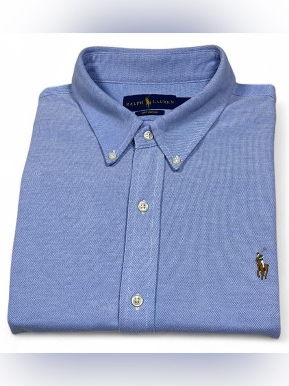 NWOT Ralph Lauren Flesh Pony Knit Oxford Blue Button-down Shirt Men’s Size XXL